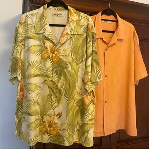 Tommy Bahama Men's Floral and Solid Shirt Set - Green and Orange  Price is for 2